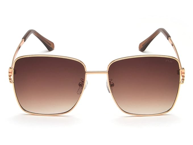 IRUS 100% UV protected sunglasses for Women | Size- Large | Shape- Square | Model- IRS1140C2SG (Shiny Gold)