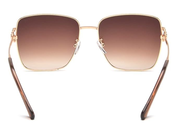 IRUS 100% UV protected sunglasses for Women | Size- Large | Shape- Square | Model- IRS1140C2SG (Shiny Gold)