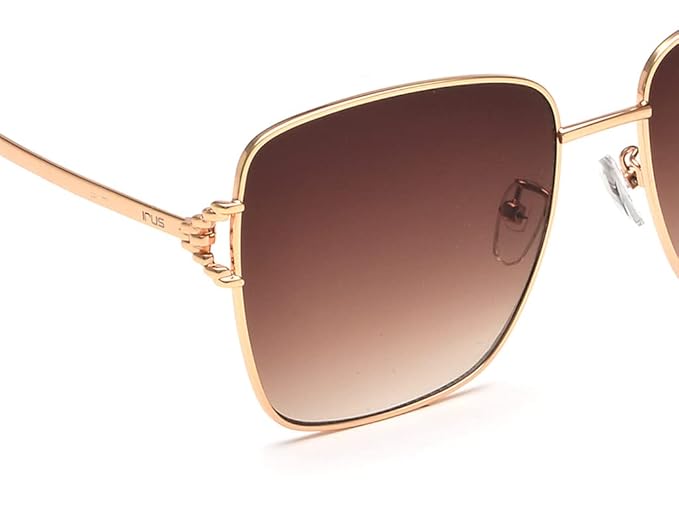 IRUS 100% UV protected sunglasses for Women | Size- Large | Shape- Square | Model- IRS1140C2SG (Shiny Gold)