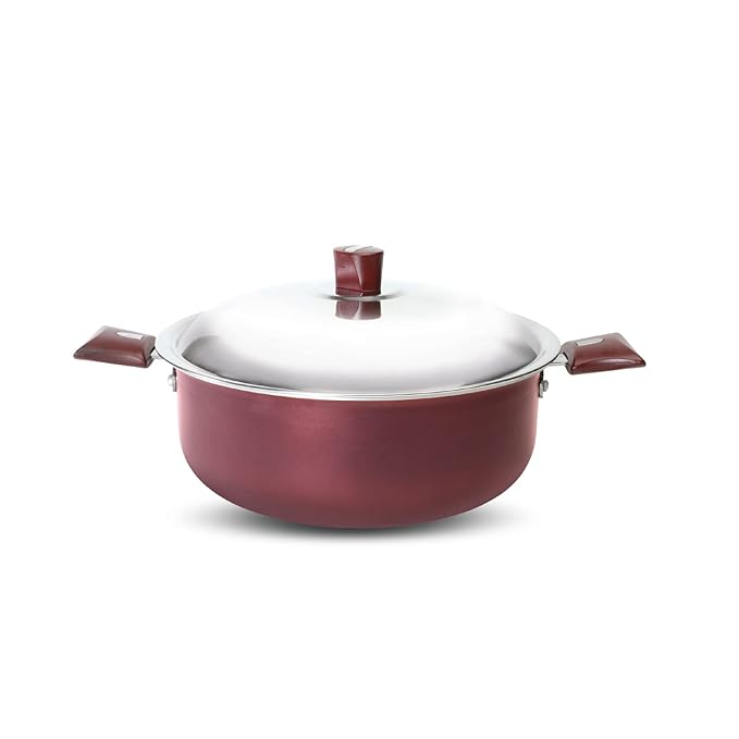 Nirlep by Bajaj Electricals Aluminium Select J Class Non Stick Induction Casserole with Lid, 3 Liters, Maroon Red