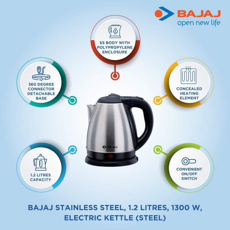 Bajaj 1.2L Electric Kettle (Black)