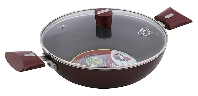 Nirlep by Bajaj Electricals Selec+ J Class 2.2 Ltr,24 Cm Non Stick Kadhai with Lid, 3 mm