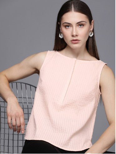 Kenneth Cole Embroidered Stripes Pure Cotton Regular Top (Small)