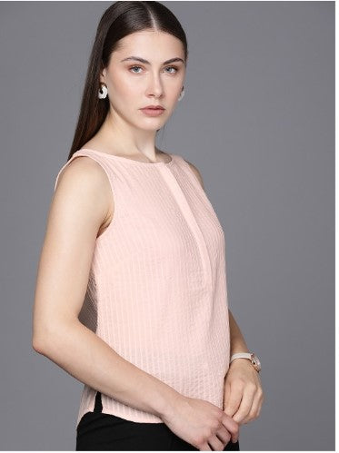 Kenneth Cole Embroidered Stripes Pure Cotton Regular Top (Small)