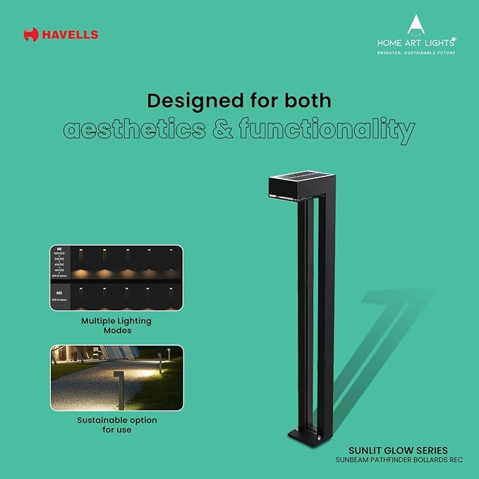 Havells Solar Bollard (LED Sunbeam Pathfinder 1W IP54 Solar R B)