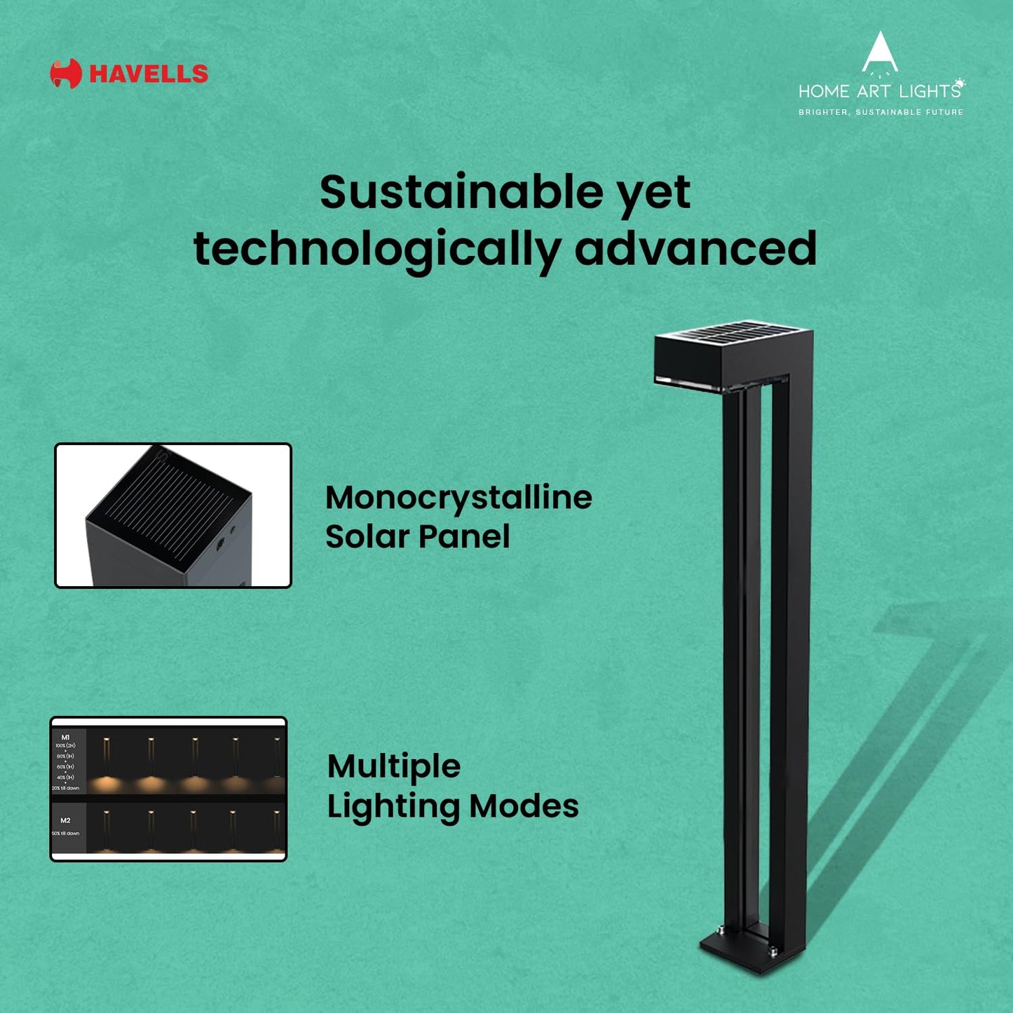 Havells Solar Bollard (LED Sunbeam Pathfinder 1W IP54 Solar R B)