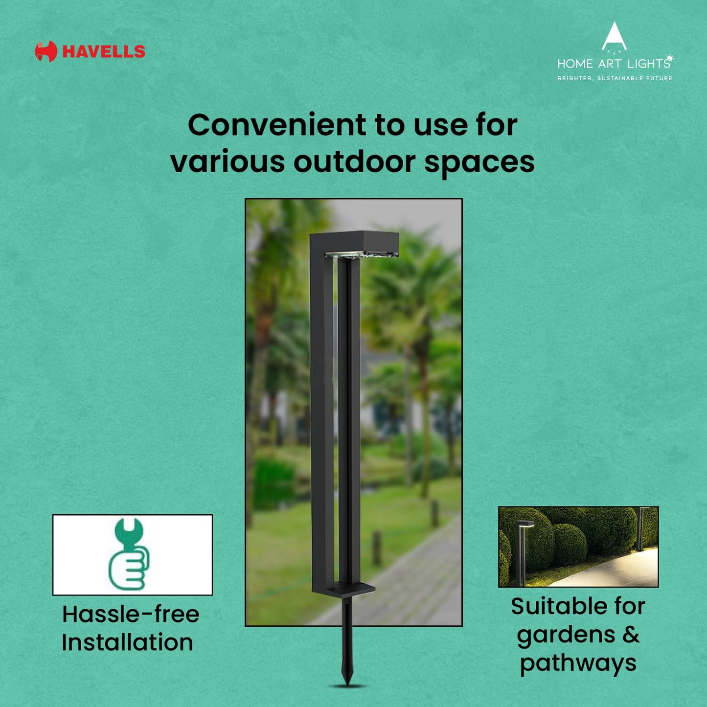 Havells Solar Bollard (LED Sunbeam Pathfinder 1W IP54 Solar R B)