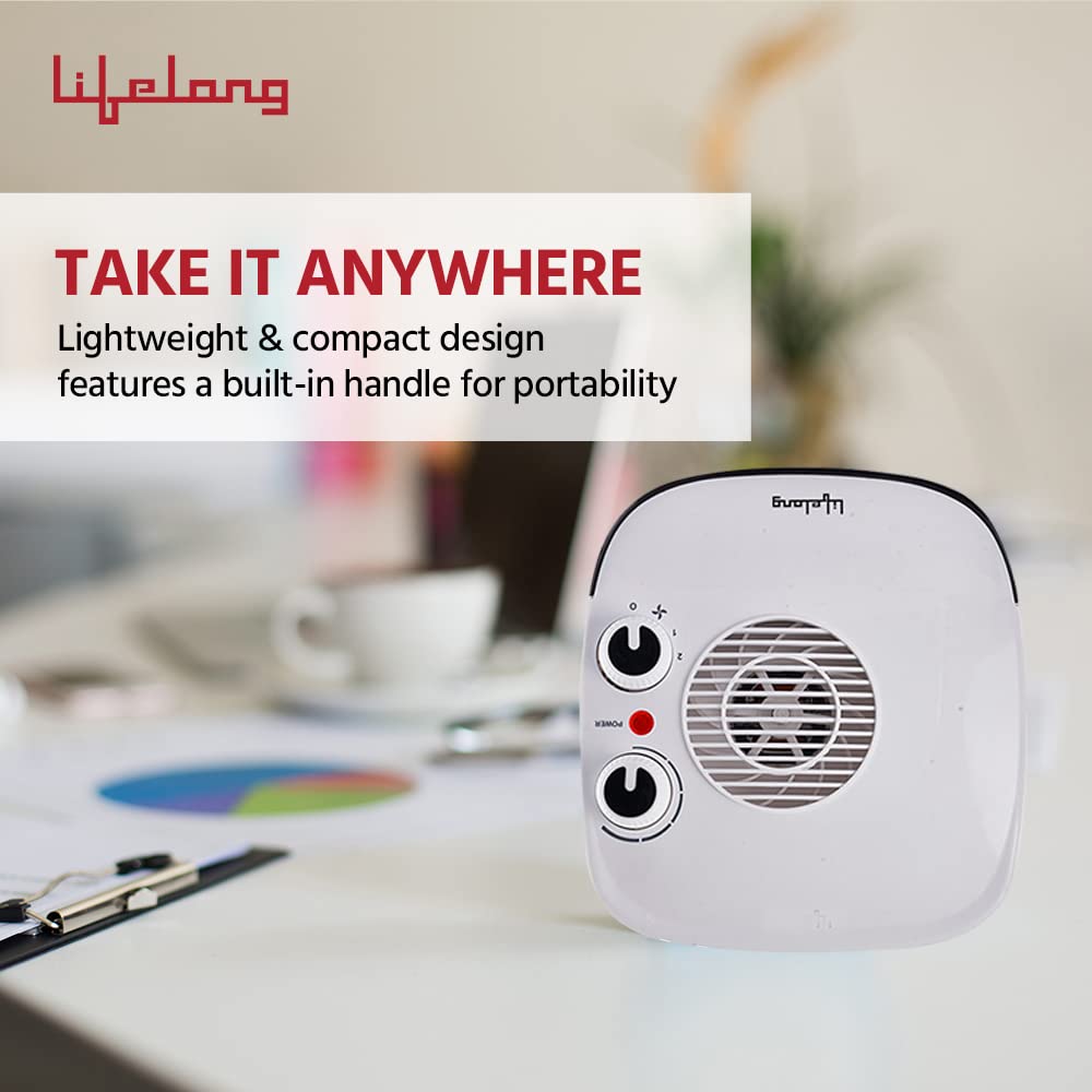 Lifelong Regalia 2000 Watt Room Heater for Home with 3 Air Setting & ISI Certified, Portable Electric Blower Heater, Room Heater for Bedroom & Office (LLFH921, White)