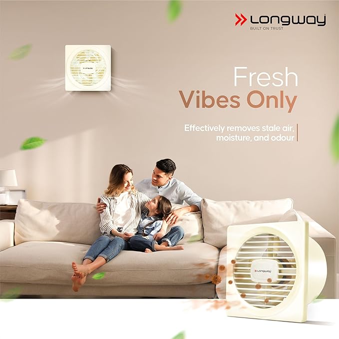 LONGWAY Gusto 6 Inch 150 MM Ventilation Exhaust Fan | High Speed Powerful Motor | Suitable for Bathroom, Kitchen, Office (Ivory)
