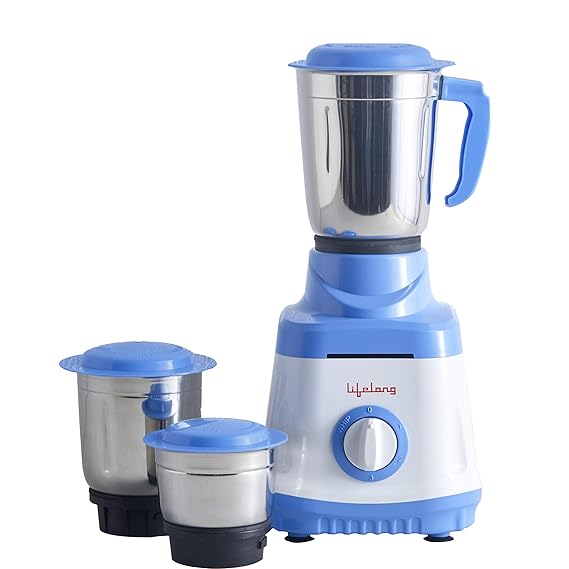 Lifelong Bolt LLMG70 750W Mixer Grinder (White, Blue, 3 Jars)