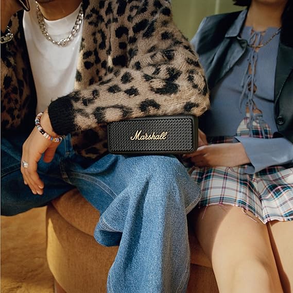 Marshall Emberton II Compact Portable Bluetooth Speaker with 30+ Hours of Playtime, (360° Sound), Dust & Waterproof (IP67) Black & Brass.