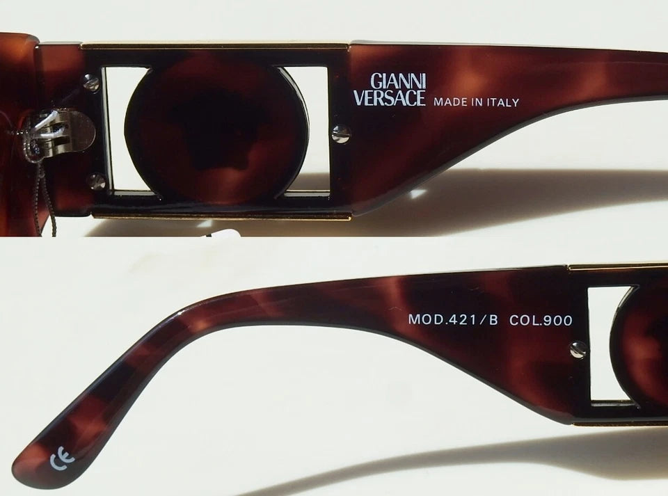 GIANNI VERSACE Vintage Women's Sunglasses Mod.421/B Col.900 Shade Gold