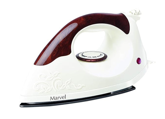 Morphy Richards Marvel Dry Iron 1000 W with Teflon Coated Non-Stick Soleplate, White, Regular