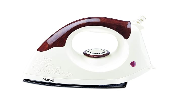 Morphy Richards Marvel Dry Iron 1000 W with Teflon Coated Non-Stick Soleplate, White, Regular