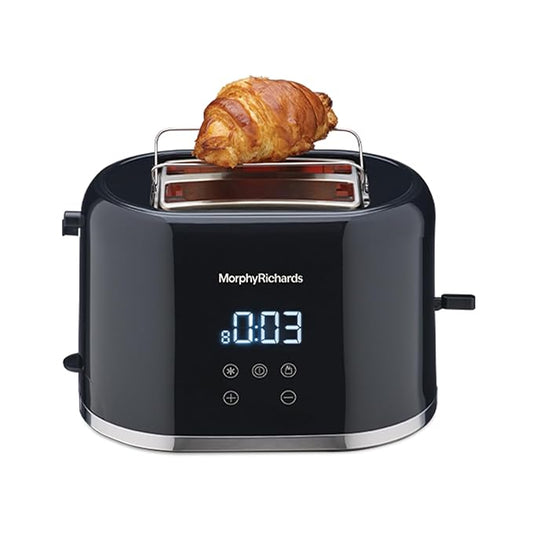 Morphy Richards Windsor Series Digital 2 Slice 800W Pop Up Toaster|8-Browning Levels|Reheat&Defrost|Wide Bread Slots|Bun Warmer|Dust Cover|Removable Crumb Tray