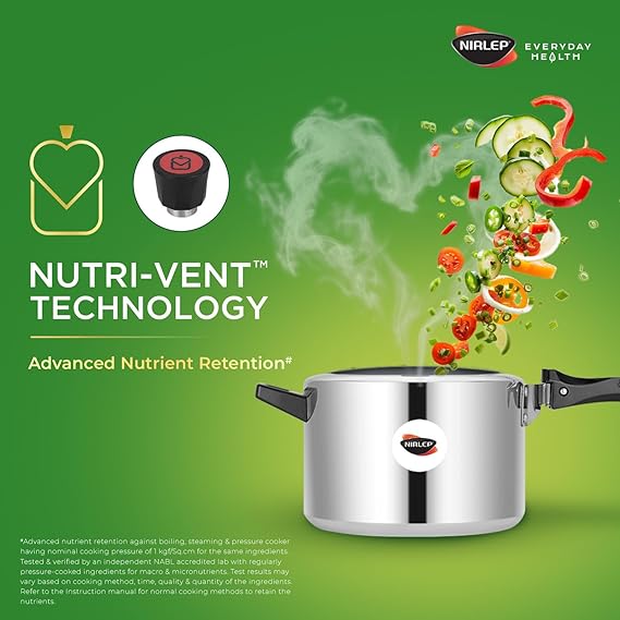Nirlep Nutri Health 5 Liter Inner Lid Aluminum Pressure Cooker with Induction Bottom