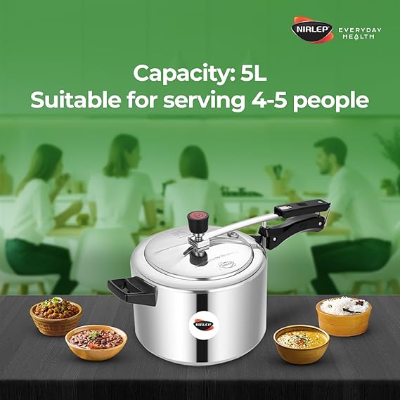 Nirlep Nutri Health 5 Liter Inner Lid Aluminum Pressure Cooker with Induction Bottom