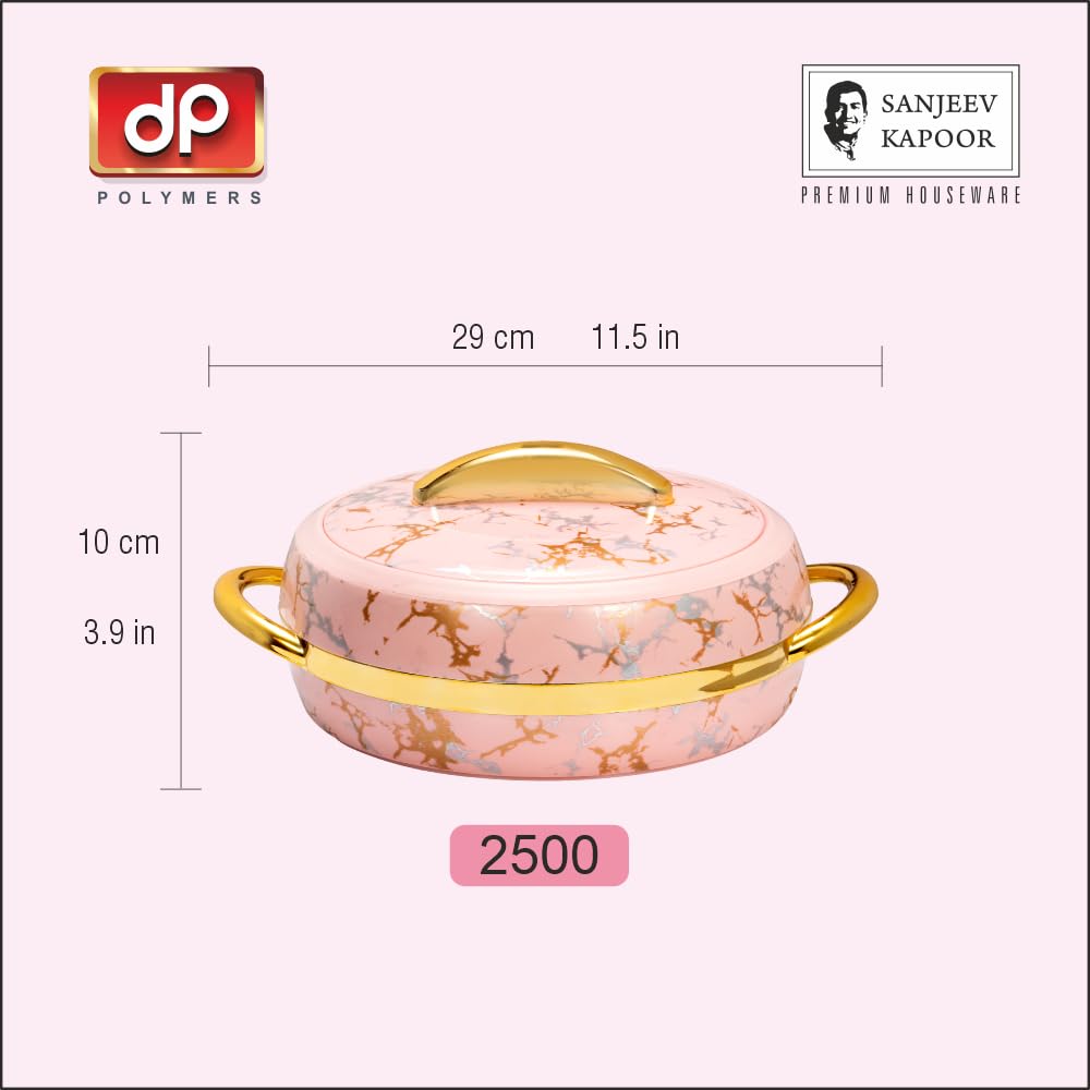 SANJEEV KAPOOR PREMIUM HOUSEWARE OPTIMA CASSEROLE(2500ML), PINK | Stainless Steel | Insulated |BPA Free | Food Grade | Recyclable