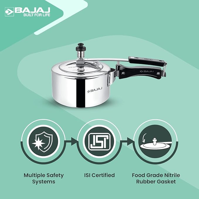 Bajaj Aluminium Inner Lid Pressure Cooker (2 LTR, Silver, ISI Certified) PCX 32