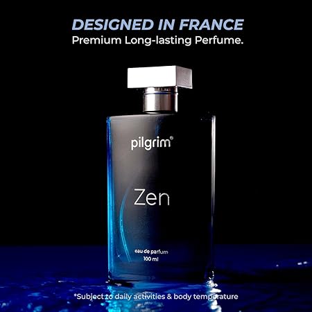 Pilgrim Men Zen Eau De Parfum With Aqua Notes & Aromatic Vetiver | Long Lasting Aquatic Fragrance | Experience Breeze Along The Ocean | Designed in France | 100 Ml