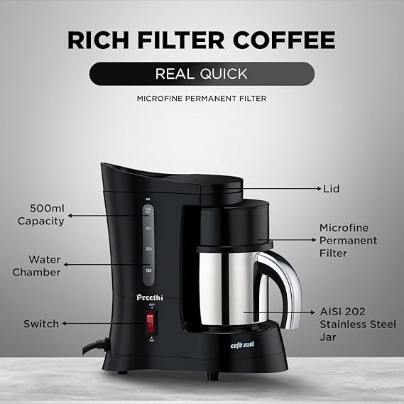 PREETHI CAFE ZEST CM210 DRIP COFFEE MAKER (BLACK) 31 CUP