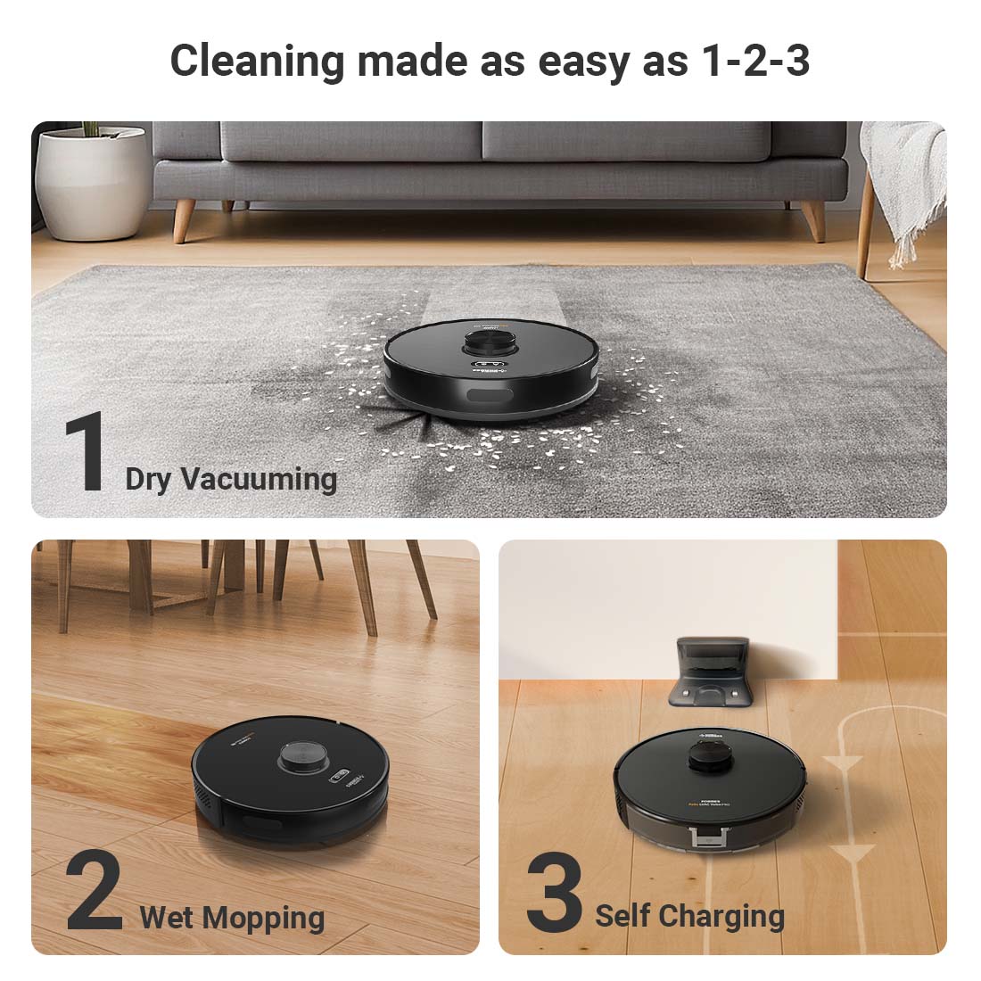EUREKA FORBES  Robotic LVAC VOICE PRO Robotic Floor Cleaner with 2 in 1 Mopping and Vacuum (WiFi Connectivity, Google Assistant and Alexa)  (Black)