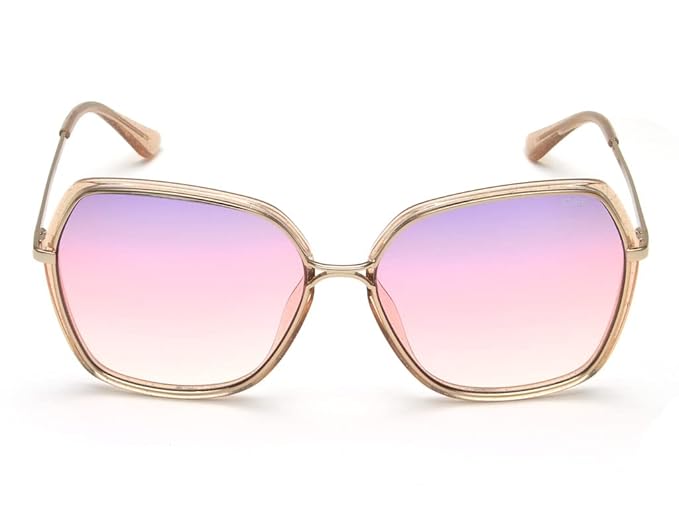 IDEE 100% UV protected sunglasses for Women | Size- Large | Shape- Butterfly | Model- IDS2767C2SG (Shiny Light Gold-Shiny Crystal Light Brown With Glitter)