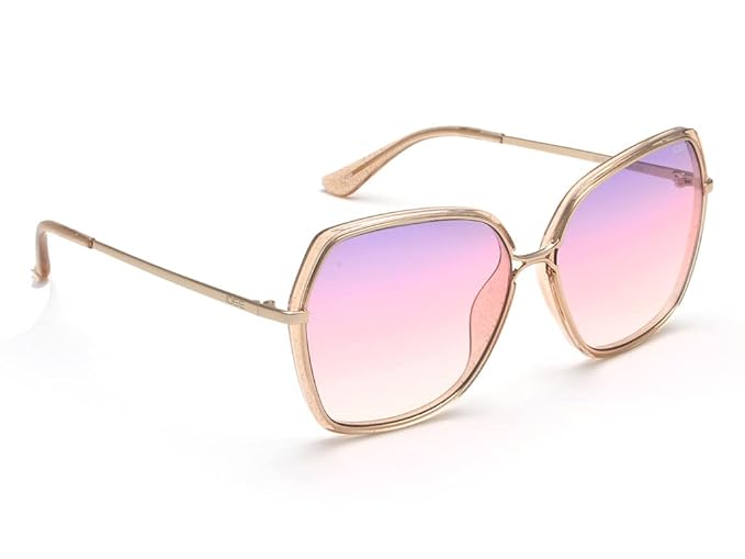 IDEE 100% UV protected sunglasses for Women | Size- Large | Shape- Butterfly | Model- IDS2767C2SG (Shiny Light Gold-Shiny Crystal Light Brown With Glitter)