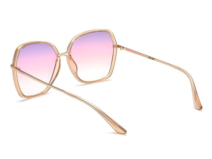 IDEE 100% UV protected sunglasses for Women | Size- Large | Shape- Butterfly | Model- IDS2767C2SG (Shiny Light Gold-Shiny Crystal Light Brown With Glitter)