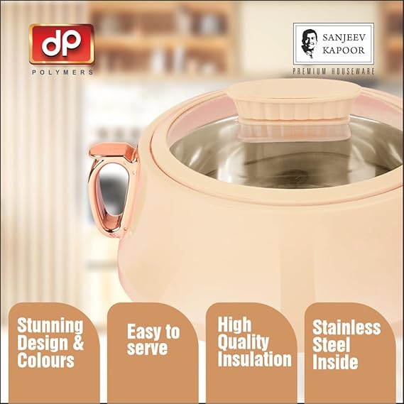 SANJEEV KAPOOR Premium HOUSEWARE Flora Gold 3 PCS Casserole Set