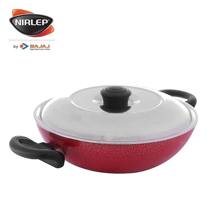 Nirlep SKR28WL Bajaj Electricals Aluminium Sakhi Kadhai with Lid , Red