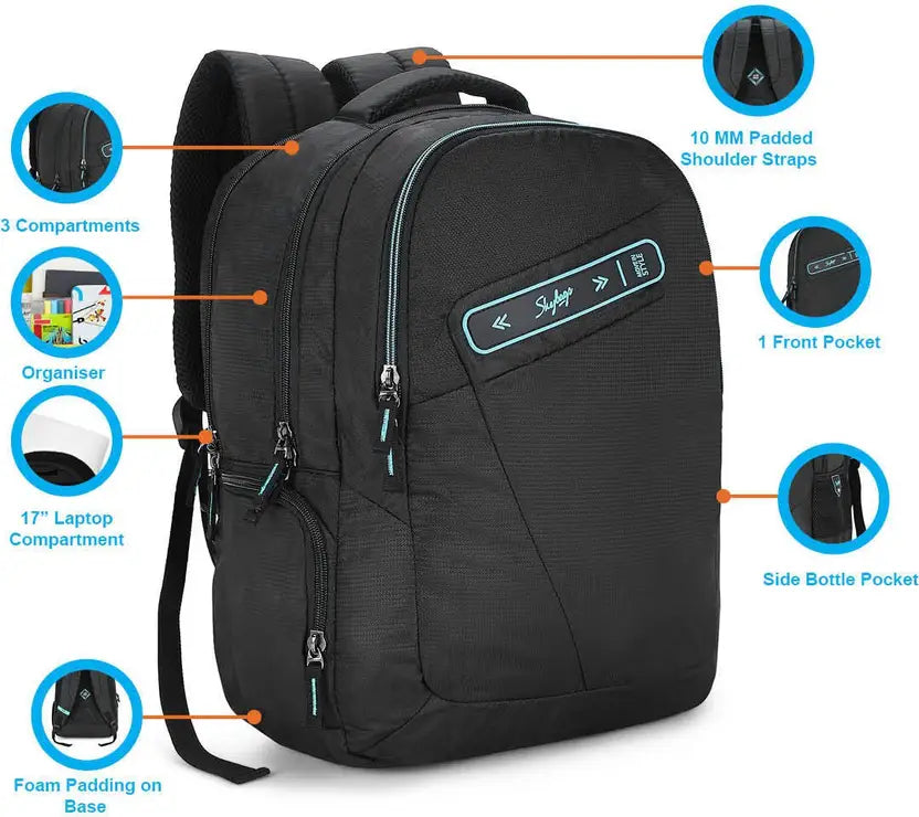 SKYBAGS Medium 30 L Backpack FOX LAPTOP BACKPACK BLACK