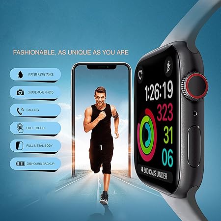 Ubon Smartwatch SW-71, Metal Body High Resolution Touch Display 1.75", Backeup 36 H Camera Control, IP5 Water Resistance, Calling Alert, Multi Faces, Track Sport Modes Heart Rate, BP, Calories (Black)