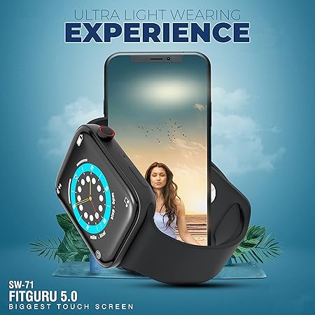 Ubon Smartwatch SW-71, Metal Body High Resolution Touch Display 1.75", Backeup 36 H Camera Control, IP5 Water Resistance, Calling Alert, Multi Faces, Track Sport Modes Heart Rate, BP, Calories (Black)