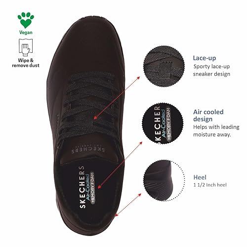 Skechers Mens Uno - Stand On Air Casual Shoes Vegan Air Cooled Cushioned Comfort Insole Black - UK-6