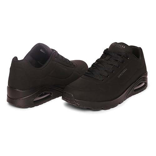Skechers Mens Uno - Stand On Air Casual Shoes Vegan Air Cooled Cushioned Comfort Insole Black - UK-6