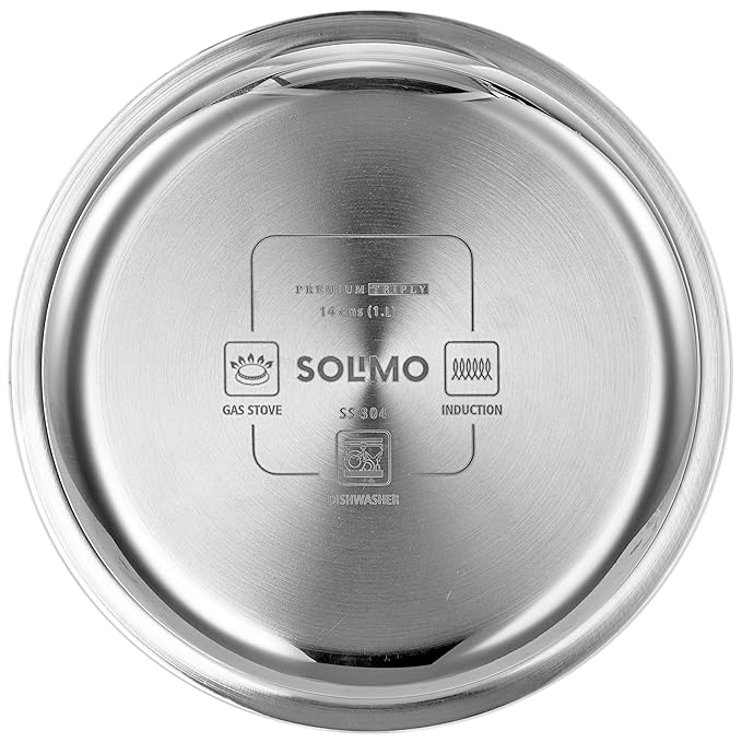 Amazon Brand - Solimo Tri-Ply Stainless Steel Tope with Steel Lid | 14 cm | 1 L