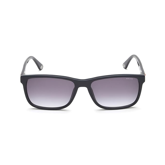 Police Eyewear | Smoke Gradient Lens Rectangular Sunglass | Full Rim | Shiny Blue Frame With 100% U.V. Protection | Men Sunglasses | Medium Size | Spl998K57D82Sg