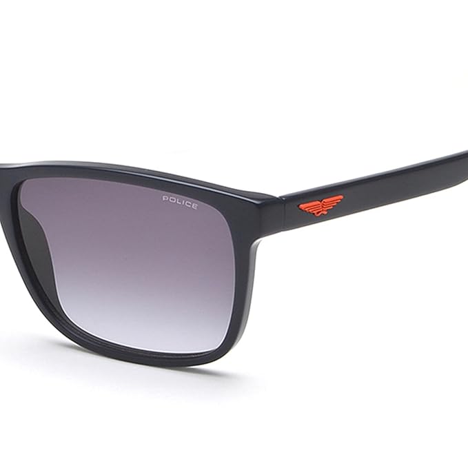 Police Eyewear | Smoke Gradient Lens Rectangular Sunglass | Full Rim | Shiny Blue Frame With 100% U.V. Protection | Men Sunglasses | Medium Size | Spl998K57D82Sg