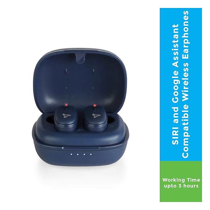 Syska IEB300 Ear GO True Wireless Earbuds with Portable Mini Charging Box Compatible with Google Assistant and SIRI (Blue)