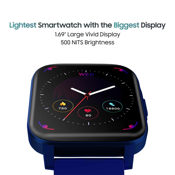 TAGG Verve NEO Smartwatch 1.69’’ HD Display | 60+ Sports Modes | 10 Days Battery | 150+ Maximum Watch Face Library | Waterproof | 24 * 7 HeartRate & Blood Oxygen Tracking | Games & Calculator | Blue