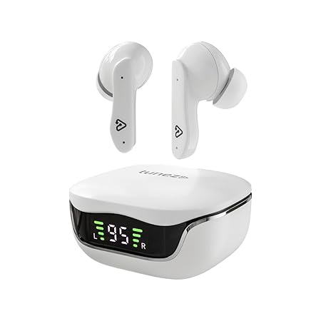 Tunez Elements E03 True Wireless Earbuds with Quad Mic ENC,Bluetooth Fast Charging, IPX6 Waterproof(White)
