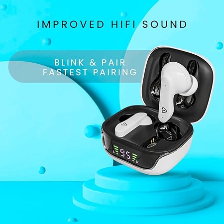 Tunez Elements E03 True Wireless Earbuds with Quad Mic ENC,Bluetooth Fast Charging, IPX6 Waterproof(White)