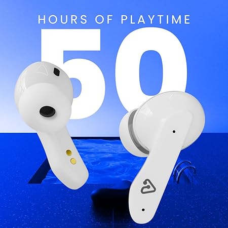 Tunez Elements E03 True Wireless Earbuds with Quad Mic ENC,Bluetooth Fast Charging, IPX6 Waterproof(White)