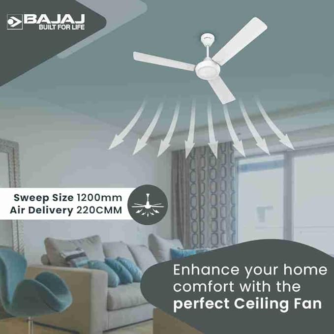 BAJAJ Robusta 12 DC5 BLDC BEE- 5 Star 1200 mm 3 Blade Ceiling Fan