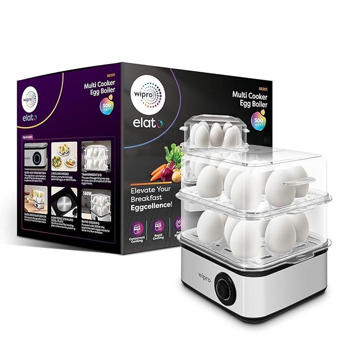 Wipro Elato BE201 4in1 Multicooker 500 Watt - Boils up to 16 Eggs, Steam Rice