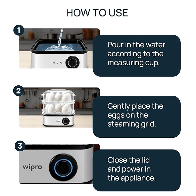 Wipro Elato BE201 4in1 Multicooker 500 Watt - Boils up to 16 Eggs, Steam Rice
