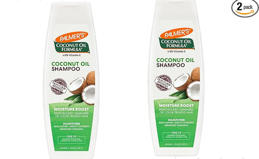 Palmer's Coconut Oil Shampoo for Moisture Boost of Dry, Damaged & Colour Treated Hair, Minimizes Tangles - 400ml (Pack of 2)