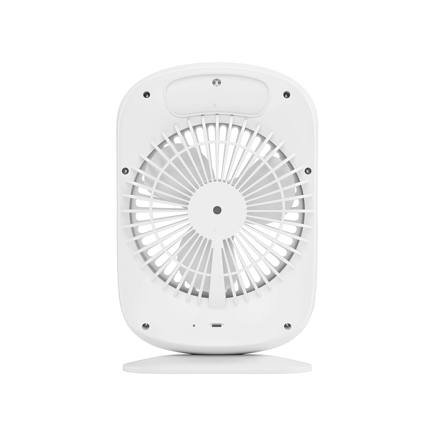 amazon basics Mini Rechargeable Portable Fan with LED Lighting | USB Charging | 3 Speeds & 3 Light Settings | 1800mAh Battery for upto 6.5-Hour Backup (White)