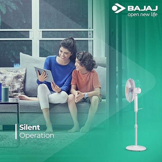 Bajaj MIDEA BP07 400 mm 3 Blade Pedestal Fan (White)